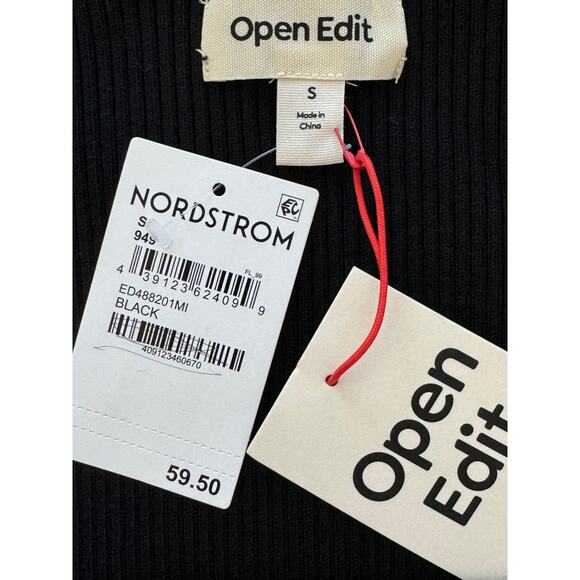 New ~ OPEN EDIT NORDSTROM ~ Viscose Black Long Sleeve Knitted Blouse Top Size S - Picture 7 of 8